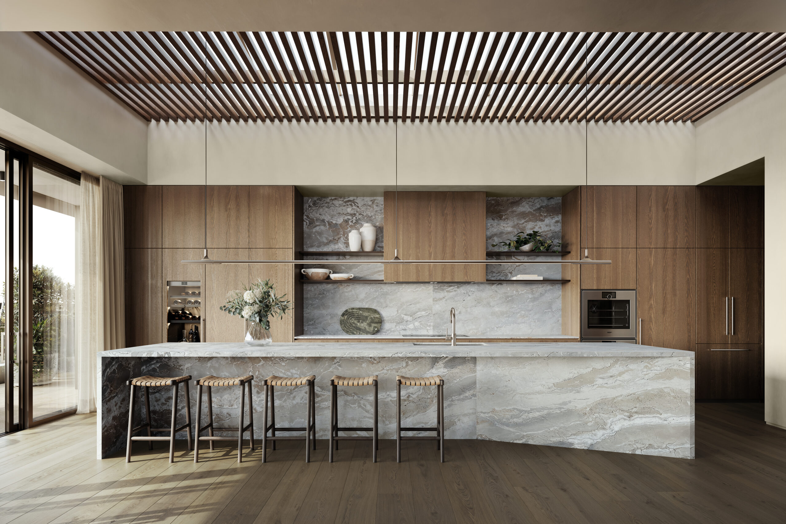 Marble kitchen island